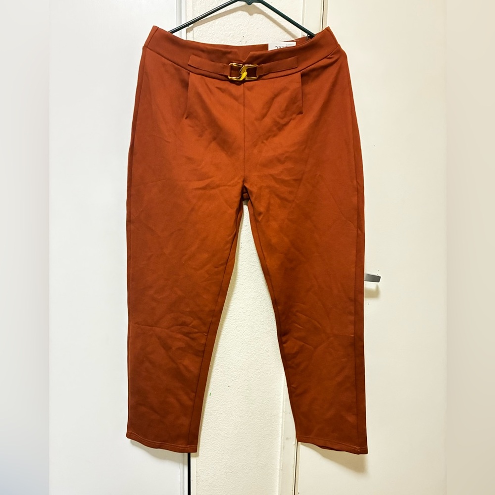 Classic Concepts Women's Rust Hue Pants with Gold Belt